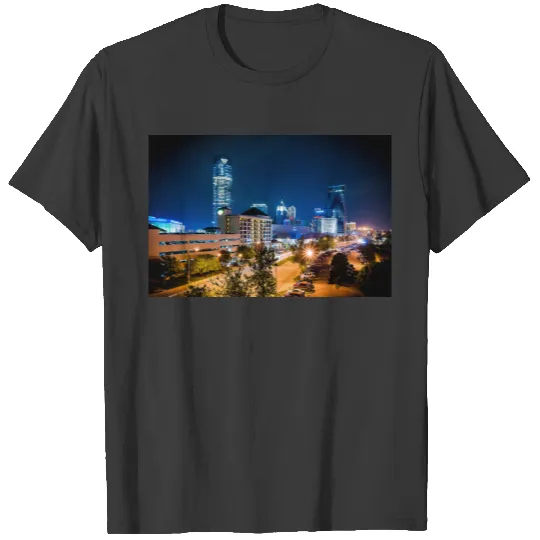 Downtown Oklahoma City Bricktown Night Sky Image T-shirt