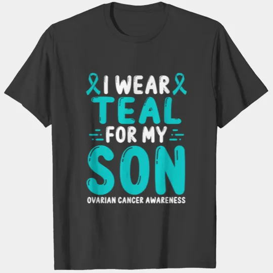 Ovarian Cancer Awareness Boy Kid Teal Ribbon T-shirt