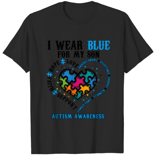 Discover I Wear Blue For My Son Autism Awareness Autism T-shirt
