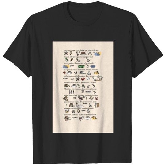 Discover Arma virumque cano: Latin words illustrated T-shirt