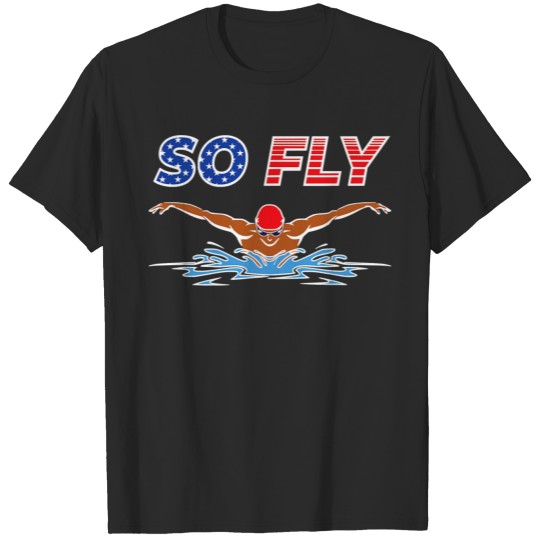 Discover Mens Swimming Butterfly Stroke Swim Team American T-shirt