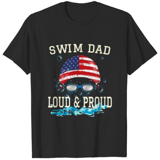Discover Swim Dad T shirt Funny Swimming Swimmer Cheer Dad T-shirt