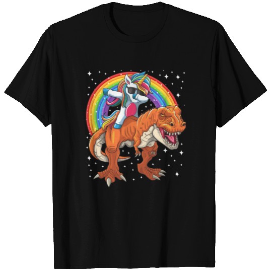 Dabbing Unicorn Dinosaur T-Rex Rainbow Galaxy T-shirt