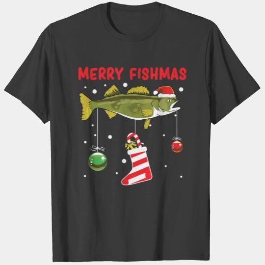 Merry Fishmas Funny Christmas Fishing Bass Fish T-shirt