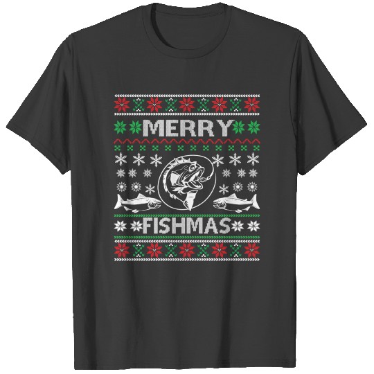 Merry Fishmas Fisherman Funny Fishing Ugly T-shirt