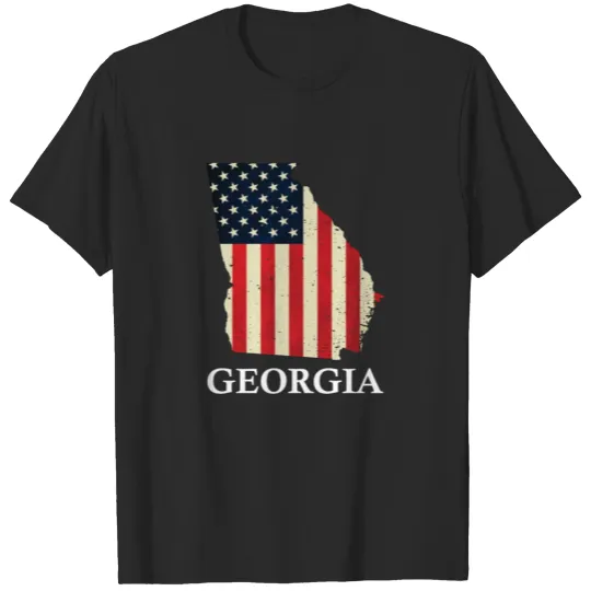 Discover Georgia Map State American Flag 4th Of July T-shirt