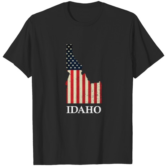 Discover Idaho Map State American Flag 4th Of July T-shirt