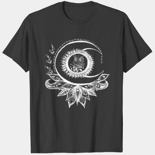 Bohemian Sun Moon Boho Owl T-shirt