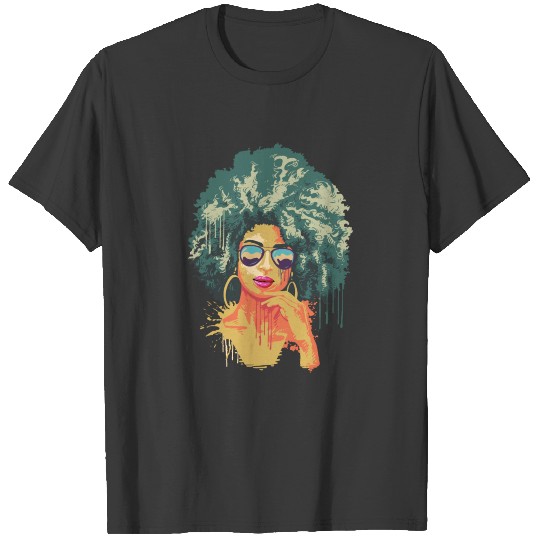 Vintage Retro Art 70's African American Black Afro T-shirt