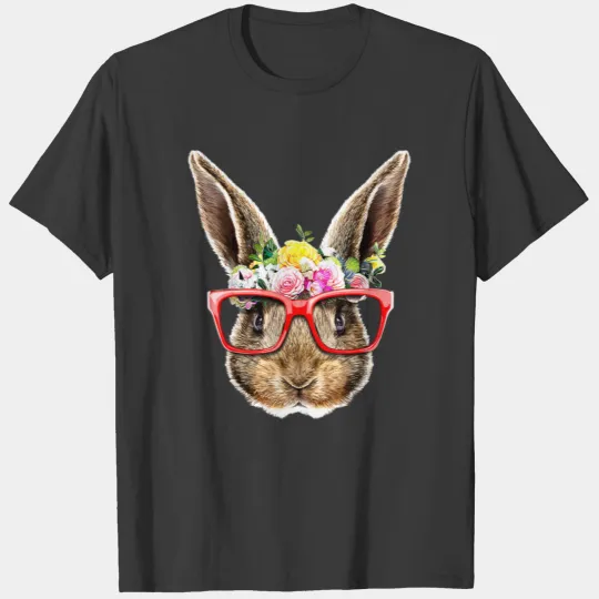 Floral Easter Bunny Costume Face Easter Day Rabbit T-shirt
