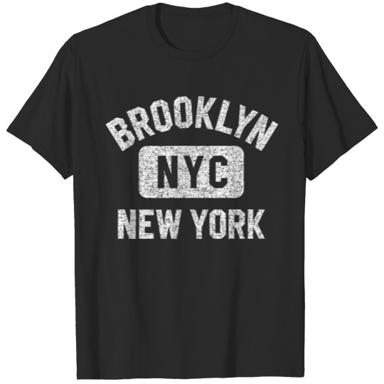 Discover Brooklyn Nyc Gym Style Distressed White Print T-shirt