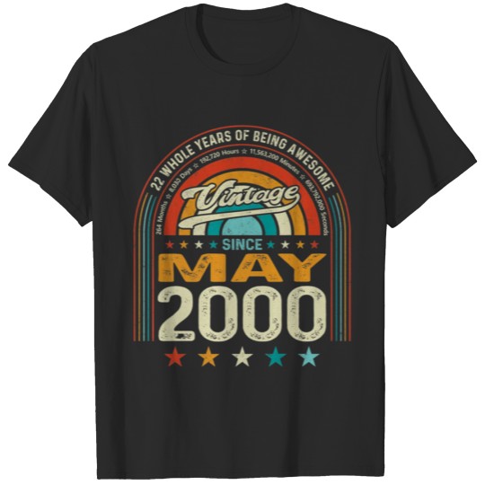 Discover 22nd Birthday Born May 2000 Retro 22 Years T-shirt