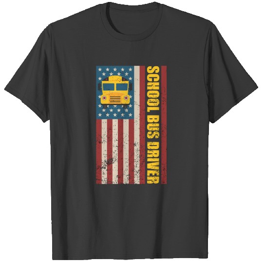 School Bus Driver American Flag Vintage Drivers Pa T-shirt