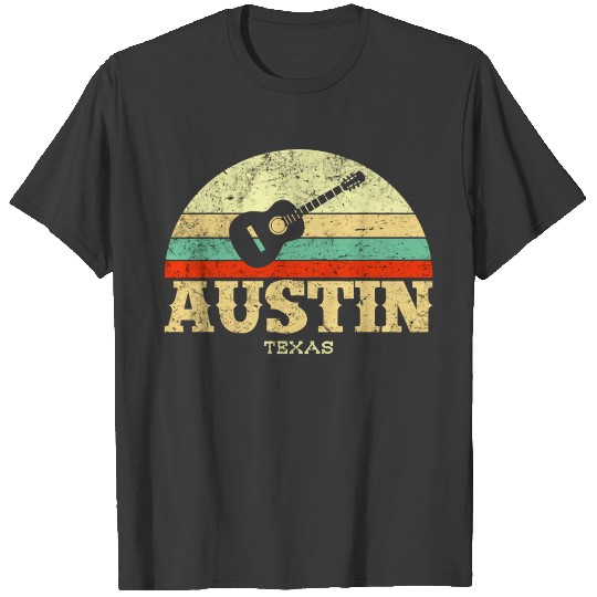 Retro Austin Texas Guitar Shirt Vintage Lone Star T-shirt