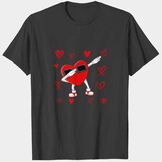 Valentines Day Dabbing Cute Heart Funny Boys Girls T-shirt