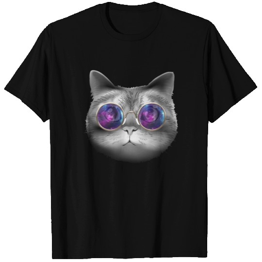 Space Cat Astronaut Glasses T-shirt
