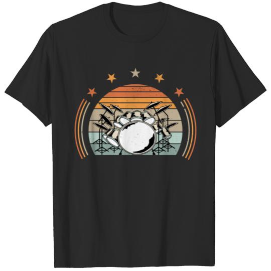 Discover Drummer Retro Graphic Drums Band Member Rock Music T-shirt