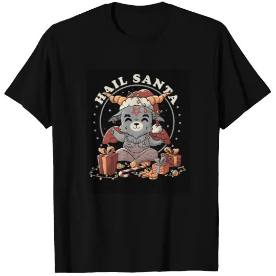 Hail Santa Funny Cute Evil Christmas Baphomet Post T-shirt