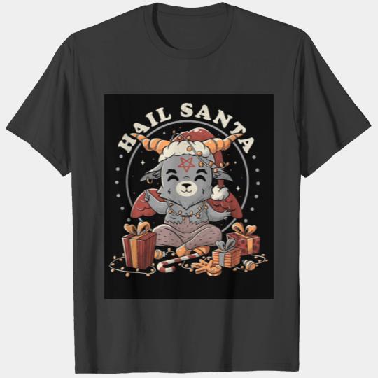 Hail Santa Funny Cute Evil Christmas Baphomet Post T-shirt