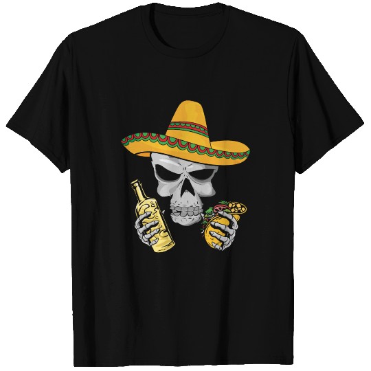 Skull Sombrero Beer Taco Cinco De Mayo T-shirt