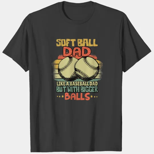 Softball Mens Softball Dad Baseball Funny Softball T-shirt