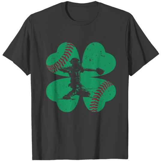 Baseball Catcher Shamrock Lovers St Patricks Day F T-shirt