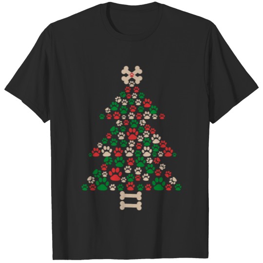 Discover Dog Paw Christmas Tree Funny Dogmas T-shirt
