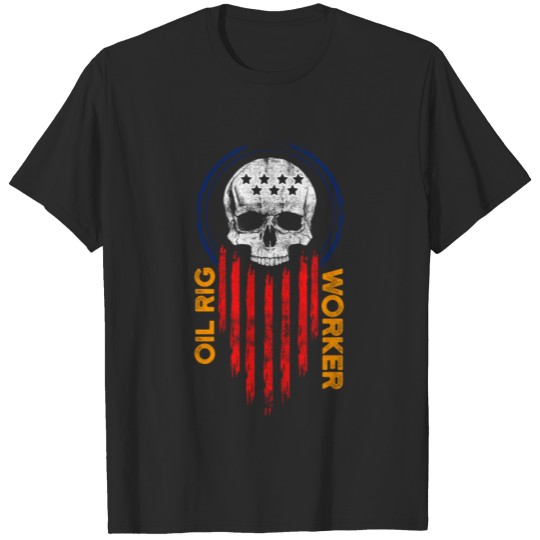 Discover Oil Rig Worker Power Flag USA American Gas T-shirt