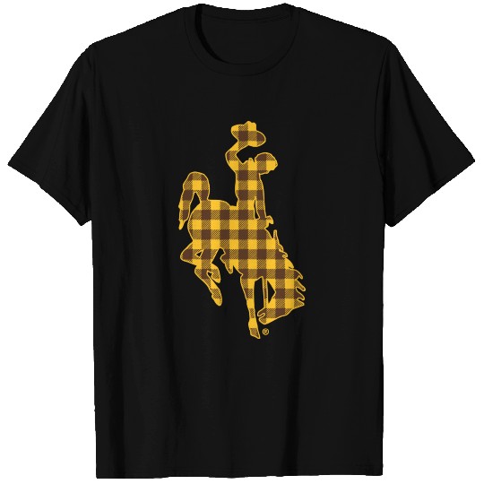 Wyoming Cowboys Checkered Pattern Logo Apparel T-shirt