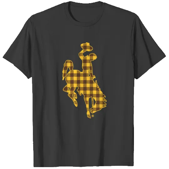 Wyoming Cowboys Checkered Pattern Logo Apparel T-shirt