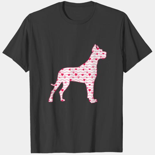 Valentines Day Dane Dog Love Hearts Dog Puppy Love T-shirt