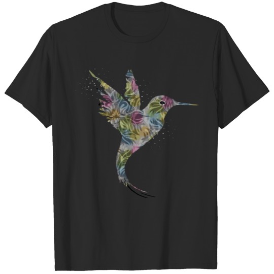 Discover Hummingbird watercolor graffiti pattern T-shirt