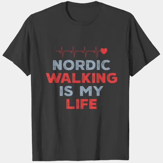 Nordic Walking Life Heart Love T-shirt
