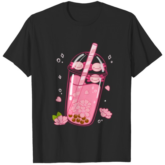 A Girl Loves Axolotl Bubble Tea Boba Tea kids teen T-shirt