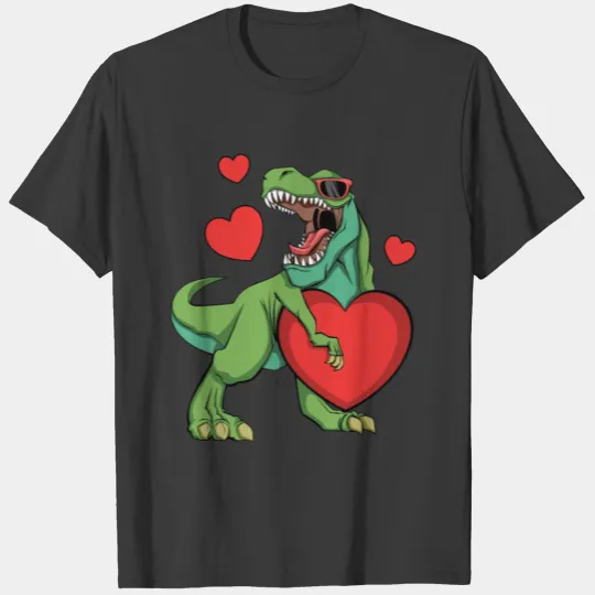 Kawaii Dinosaur Raptor Roar Valentines Day T-shirt