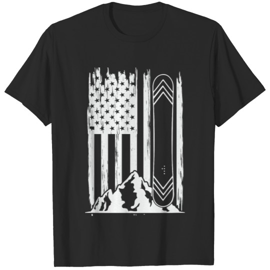 Discover Funny Ski Jumping Winter Sports American Flag T-shirt