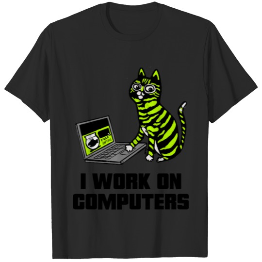 Funny cute cat nerd for computer lovers T-shirt
