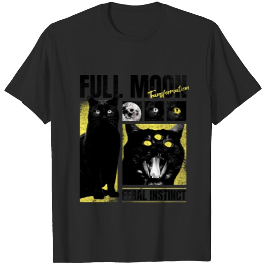 Discover Full moon and black cat T-shirt