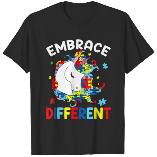 Discover Autism Embrace Different Unicorn Autism Awareness T-shirt
