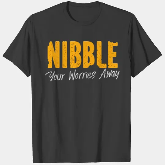Discover Nibble Your Worries Away Quirky Funny Diet T-shirt