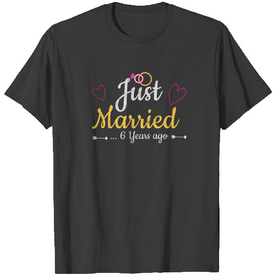 Just Married 6 Marriage Hearts Valentines Day T-shirt
