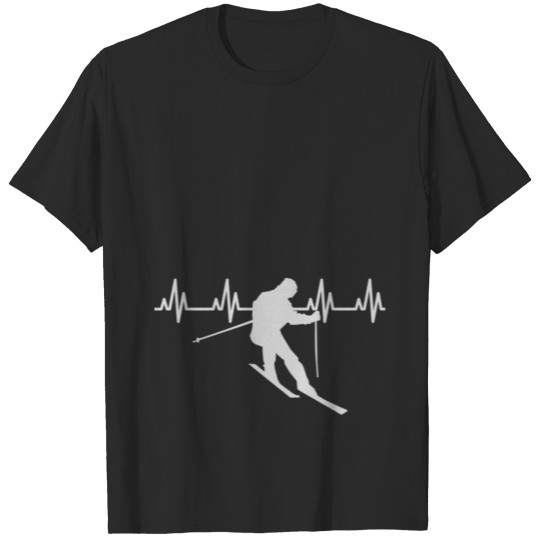 Discover I Love Skiing Heart Beat Pulse Design T-shirt