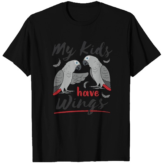 African Grey Parrot Mom Dad My Kids Have Wings T-shirt