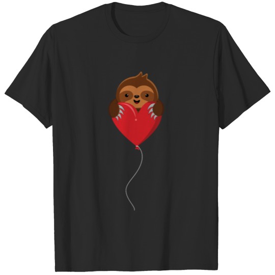 Kawaii Sloth Balloon Hearts Day Valentines Day T-shirt