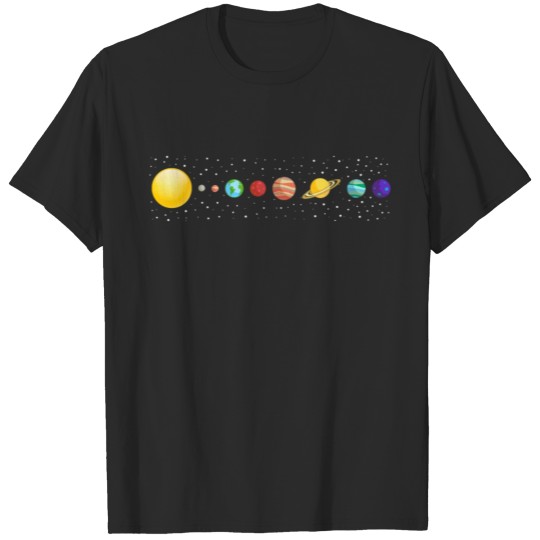 Planets with solar system in space Stars T-shirt