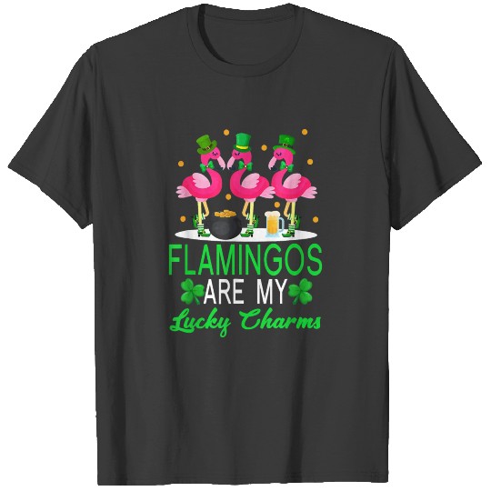Flamingos Are My Lucki Charm Shamrock Happy T-shirt