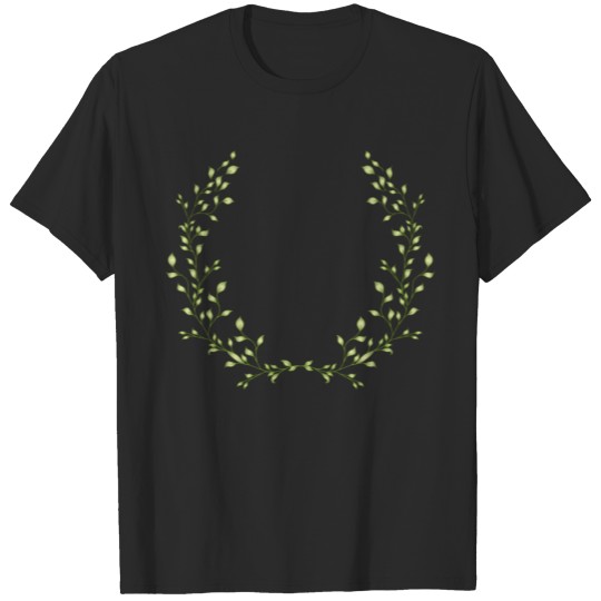 Discover delicate bright green twigs as half a wreath T-shirt