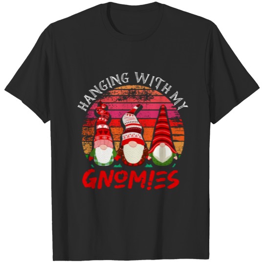 Discover Hanging With My Gnomies Retro Funny Christmas Paja T-shirt