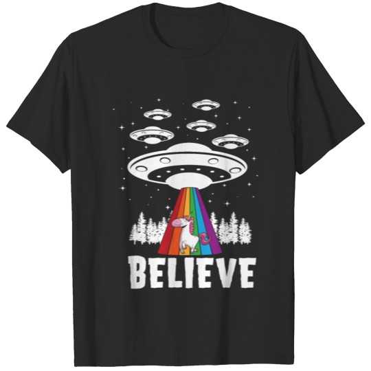 Funny Alien UFO Rainbow Unicorn Apparel T-shirt
