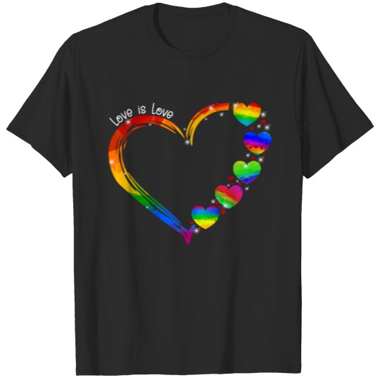 Love Is Love LGBT Rainbow Hearts T-shirt